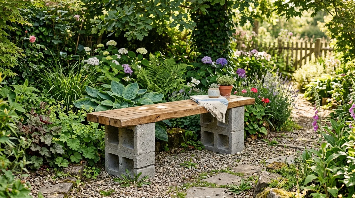 Cinder Block Garden Bench